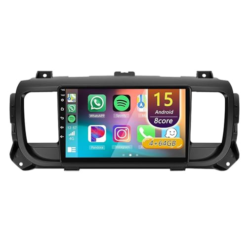 Android 15 Radio Coche,para Toyota Proace 2016-2024 con Wireless Carplay Android Auto, Radio Táctil De 9 Pulgadas con GPS Navi WiFi Bluetooth Cámara SWC(B 4core(4G+64G))