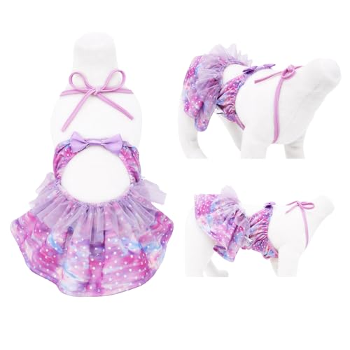 Image of CuteBone One Piece Dog Bikini Swimsuit Dress - Puppy Bathing Suit Costume for Small Dogs - Comfortable & Stylish Pet Clothes for Summer Pool, Beach & Play LTDB07XXS