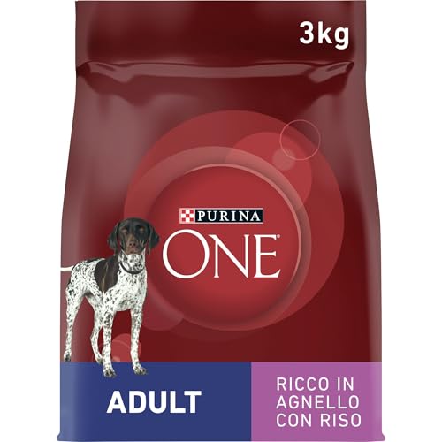 Purina One Crocchette Cane Adult Ricco in Agnello con Riso, 3 kg