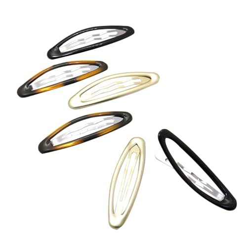 Dofash 6Pcs Ellipse Shaped(Looks Like 3D Effect) Epoxy Snap Hair Clips Hair Grips Metal Hair Clips 8Cm/3.15in Hair Accessories For Women Three Color Mixed (Black/Blonde/Tortoise) - Image 5