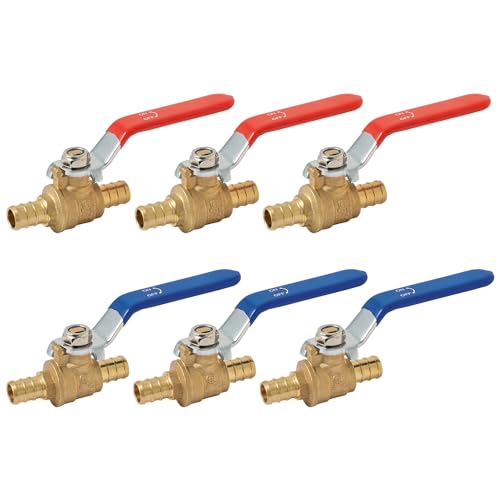 SUNGATOR 6-Pack Pex Ball Valve 1/2 Inch, Full Port 1/4 Turn Crimp Pex Shut Off Valve for Hot and Cold Water, UPC Certified