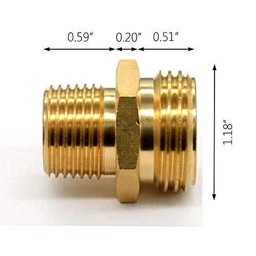 GESHATEN 3/4” GHT Male x 1/2” NPT Male Connector, Brass Garden Hose Fitting, Adapter, Industrial