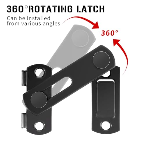 Schiebeschloss Türriegel, 3 Stück Edelstahl Riegelschloss Schwarz Flip Latch mit Fester Schraube Torriegel Schlossriegel Schieberiegel für Haus Hof Garten Scheunentor