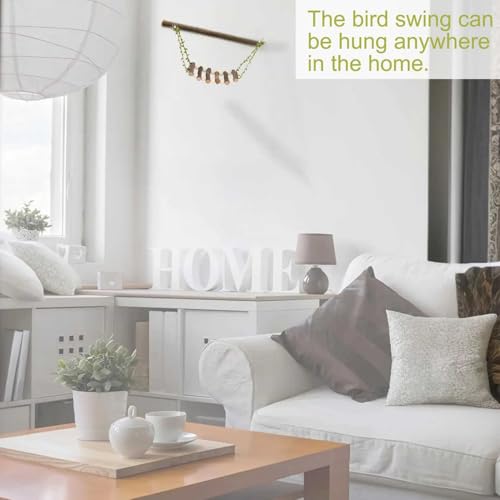 Image of Natural Wooden Bird Swings, Bird hammocks, Standing Chewing Toys, Suitable for budgerigars, Long-Tailed Parrots, Conures, Parrots, starlings, Love Birds, and Finches