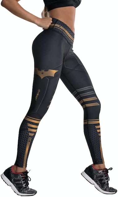 Drakon FP Thick High Waist Leggings for Women Tummy Control Workout Running Yoga Colombian Leggings Batman Leggings Athletic Active Wear Catwoman Compression Pants Black