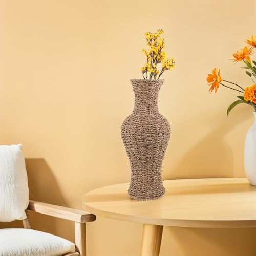 Jarrón de suelo vintage de ratán minimalista para decoración de casa 6
