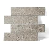 Colamo 10pcs Rock Grey Peel and Stick Wall Tiles, Self Adhesive Matte Faux Stone Brick for Accent Wall Tiles,Stick on Backsplash for Kitchen Living Room,Bedroom,Bathroom,Fireplace