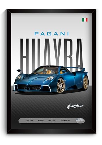 Image of Funk You Store Pagani Huayra Poster | Framed Pagani A4 Sized (31 x 23 cm) | Huayra Car Poster for Wall, Gift for Boys, Hypercar Frames | Car Posters for Wall, Bedroom, Hostel, Study Area, Hostel