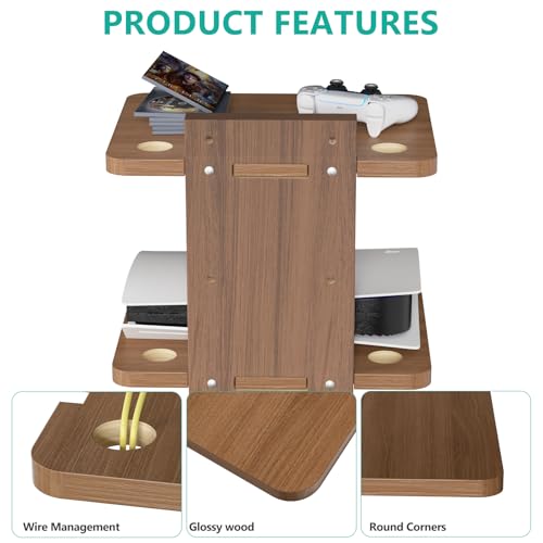 WALI Floating TV Shelf, 2 Tier Projector Shelf for DVD Players, Routers, Game Consoles, Cable Boxes, Living Room Decor Accessories, Wall Mount Shelves Holds Up to 22lbs (CS202N), 2-Shelf, Walnut Brown - Image 6