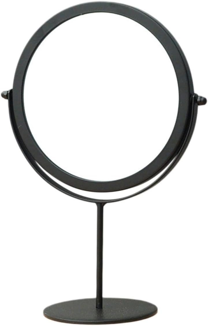 HOMSFOU Shaped Desktop Makeup Mirror for Women, Black High-Stand Table Vanity Mirror for Home Bedroom Decor