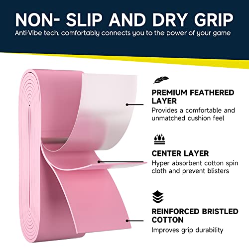 Tennis Racket Grip Tape - Tennis Racquet Overgrips Precut That Stays Dry & Absorbs Sweat With Velvety Comfort For Pickleball Squash Badminton Baseball Drumsticks Racquetball Dumbbells (6 Pcs Pink) #TOP1