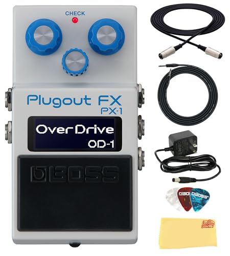 Image of Boss PX-1 Plugout FX Pedal Bundle with Gearlux Power Supply, Instrument & MIDI Cable, Picks, and Austin Bazaar Polishing Cloth