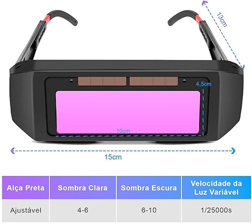 POGALA Óculos de Proteção Profissional para Solda com Escurecimento Automático - Alta Resistência a