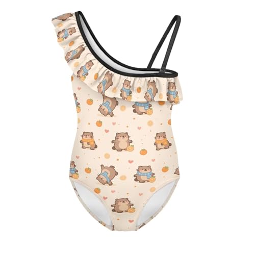 Image of Girls Swimsuit One Piece Ruffle Swimsuit Non-Slip Straps UPF 50+ for Girls Size 3-14 Years