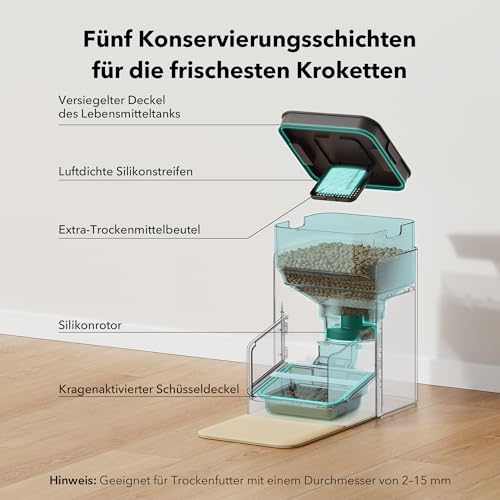 PETLIBRO RFID Futterautomat für Katze, 5G Wi-Fi Automatischer Haustier-Futterspender, Katzen-Futterautomat mit Collar-Tag-Sensor, Automatischer Katzenfutterspender mit App, 1–10 Mahlzeiten, 3L