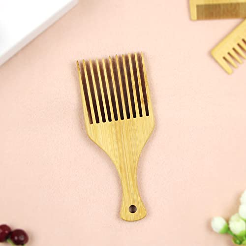 Afro Pick Natural Bamboo Anti-Static Hair Pick Hair Wig Braid Hair Styling Comb For Long, Thick, Curly Long Tooth Detangling Accessories For Men & Women-1 Pack #TOP6