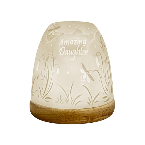 Image of Cello Porcelain Tall Tealight Holder Dome - Amazing Daughter Design with 3D Projection Image for Scented Unscented LED Candle Wax Warmer Ornament for Home Bedroom Gift for Daughter Birthday