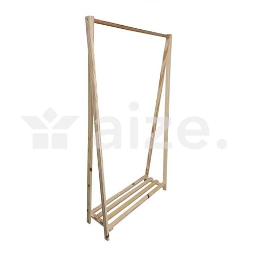 Arara Para Roupas Com Sapateira Closet Cabideiro Expositor Para Lojas em Madeira Natural 100% Pinus