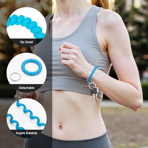 Image of TENOC Spiral Coil Keychain, Anti-lost Key Chain Holder Lanyard Cord for Sauna Outdoor Sports and Gym Pool