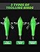 BLUEWING 18in Upgraded Fishing Spreader Bar Starboard Canyon with 9in Floating Squids, Trolling Birds, Big Game Trolling Lure and 316 Stainless Steel Rod for Wahoo Tuna Marlin Mahi Mahi, Green