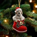 NAZENTI Personalized Golden Retriever Dog in Santa Boot Christmas Ornament, 2D Flat Shape Ornament, Car Ornament, Christmas Tree Decoration, Memorial Gift Dog Mom Dad Lover Dog, Xmas Gift Dog Owner