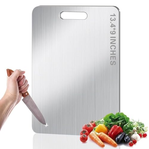 Titanium Cutting Board - 100% Pure Titanium Cutting Boards For Kitchen 13.4x9 Inches, Food-Grade, Non-Slip Surface, for Meat, Vegetables and Fruits Kitchen Appliances, Easy Clean Chopping Board