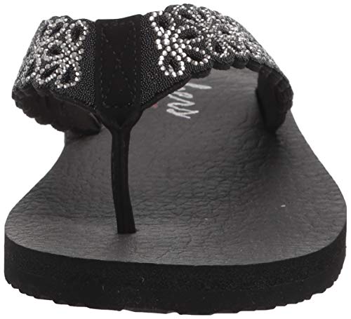 Skechers Cali Women's womens Meditation Flip Flop, Black/Silver, 6 US