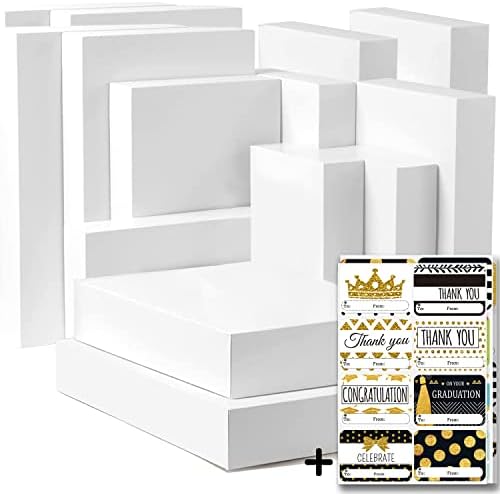 party funny 24 White large Gift Wrap Boxes bulk with Lids and 80 Count Foil Christmas Tag Stickers for wrapping Clothes (Robes,Sweaters, Coats, Shirts) and Xmas Holiday Present