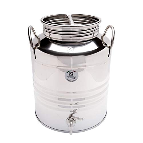 FUSTO IN ACCIAIO INOX 18/10 PER OLIO LT. 20 + RUBINETTO