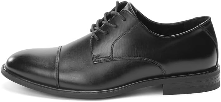 Mens Classic Dress Oxfords, Wingtip Prince Modern Formal Lace Up Shoes, Round Toe, TPR Outsole - Image 5