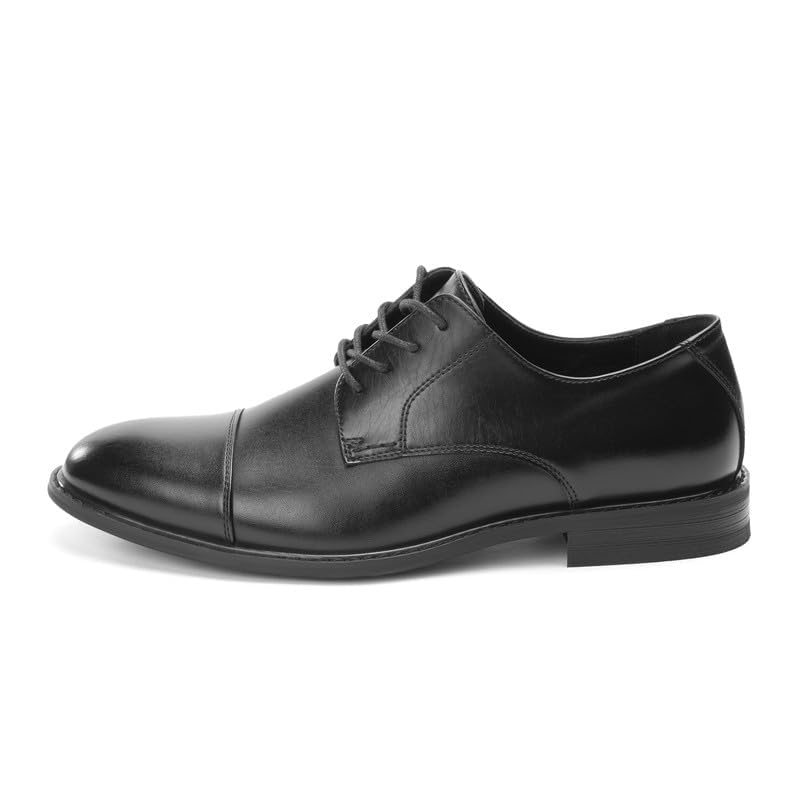 Mens Classic Dress Oxfords, Wingtip Prince Modern Formal Lace Up Shoes, Round Toe, TPR Outsole4
