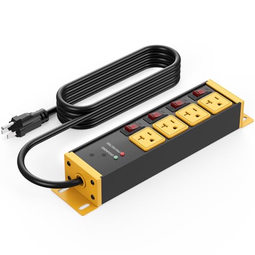 CCCEI Heavy Duty Surge Protector Power Strip 20 Amp Individual Switches. 6FT 12 Gauge Extension Cord...