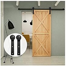 LWZH 12.6FT Heavy Duty Sliding Barn Door Hardware Track Hanging Barn Door Hardware Kit Black Single Door Sliding Rail