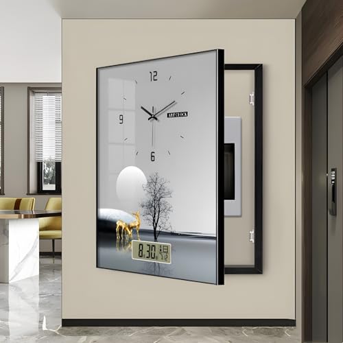 Electl Clock Panel Cover - Decorative Hidden Circuit Breaker Box & Meter for Home, Office, Living Room Wall Art, Stylish Electrical Accessory, Modern Design
