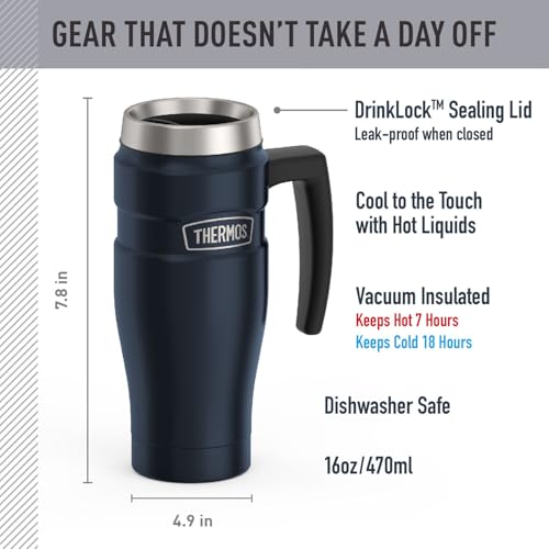 THERMOS Stainless King Vacuum-Insulated Travel Mug, 16 Ounce, Midnight Blue