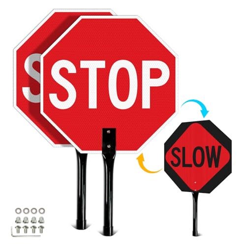 Panneaux Stop Slow double face en aluminium antirouille et résistant aux UV | Lot de 2