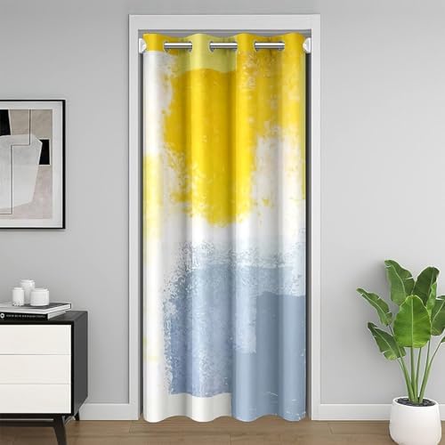 Gris Jaune Géométrie Rideau de Porte 150x203cm Enfants Géométriqu...