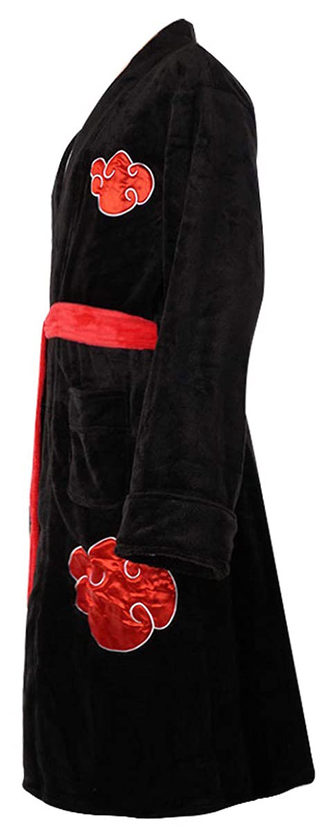 Yanny Uchiha Itachi Akatsuki - Accappatoio da uomo, morbido, biancheria da notte in flanella, anime, cosplay, pigiama, kimono