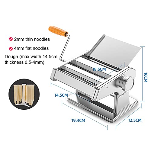 Nudelmaschine, Pasta Maker, Pastamaschine Edelstahl, Pastamaschine mit Klemme, kitchen zubehör für Spaghetti Fettuccine… – Bild 3