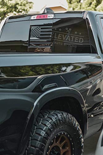 Elevated Auto Styling - Dodge Ram 2019+ Rear Middle Window American Flag Decal - Made In Usa (Straight) #TOP6