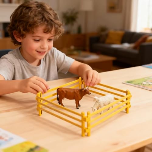 DYOUen 70 StüCk Pferdezaun Spielzeug,Weihnachten Corral Zaun Tierfiguren für Kinder,DIY Bauernhof Gartenzaun Zubehör,Mini Bauernhoftiere Dekorationsbedarf