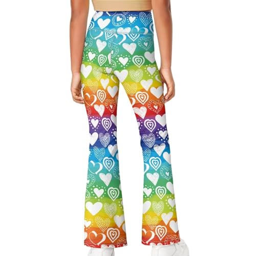 Image of Girls Leggings Floral Print High-Waisted Flared Pants 5-14 Years