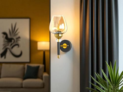 Image of Prop It Up Vintage Wall Light for Hall, Glass Bell Shade wall lamp for Home, Golden Antique Finish, LED Compatible, 60W E27 Base,Bulb not Included