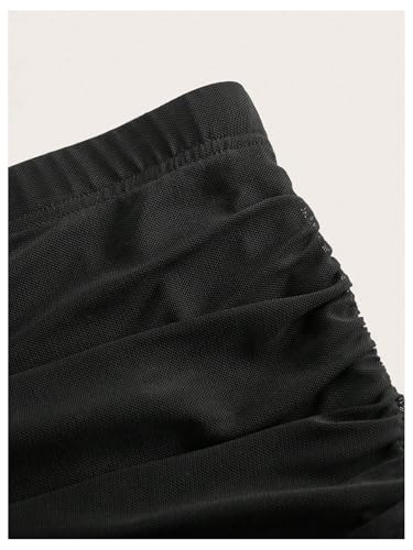 WDIRARA Women's Plus Size Ruched Bodycon Skirt High Waisted Mesh Asymmetrical Short Skirts3