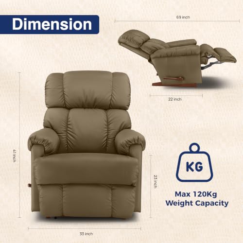 Image of LA Z BOY American Imported Pinnacle Single Seater Manual Italian Leather Reclina Rocker Recliner Sofa | Premium Durable Iconic Comfort Home Design | Living Room Relax Seating Chair | Pebble