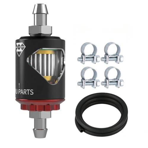 CocoMocart 1/4 inch Fuel Filter Kit, Universal 1/4" Metal Gasoline Inline Fuel Filters 8mm with Clear View Glass for Motorcycle ATV Dirt bike Classic bikes and Small Engines