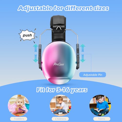 Image of ProCase Noise Cancelling Headphones for Kids Toddler, SNR 27dB Noise Reduction Ear Muffs, Hearing Protection for Monster Jam, Concerts, Fireworks, Shooting, Air Show, Autism Sensory Needs -Gradient