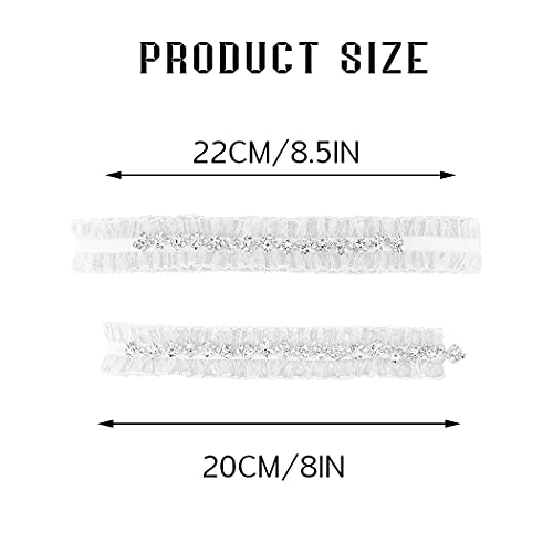 Bride Wedding Garter White Lace Garter Crystal Garters Rhinestone Stretch Leg Garter Set Bridal Accessories for Women4