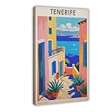 WLQZFRWV Póster de viaje vintage de Tenerife, lienzo para decoración de dormitorio, oficina, habitación, regalo, 20 x 30 cm