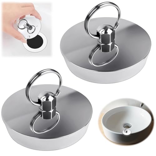 SoeUyd 2 Piezas Tapon Bañera, Tapon Bañera Universal, Tapon Lavabo Plata, Tapones de Desagüe para Bañera, Adecuado para Bañeras, Lavabos, Lavamanos, Fregaderos y Fregaderos de Cocina